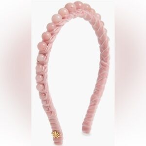 🆕Lele Sadoughi Glamorous Graduated Bead Rosy Pink Velvet Headband::NWT::